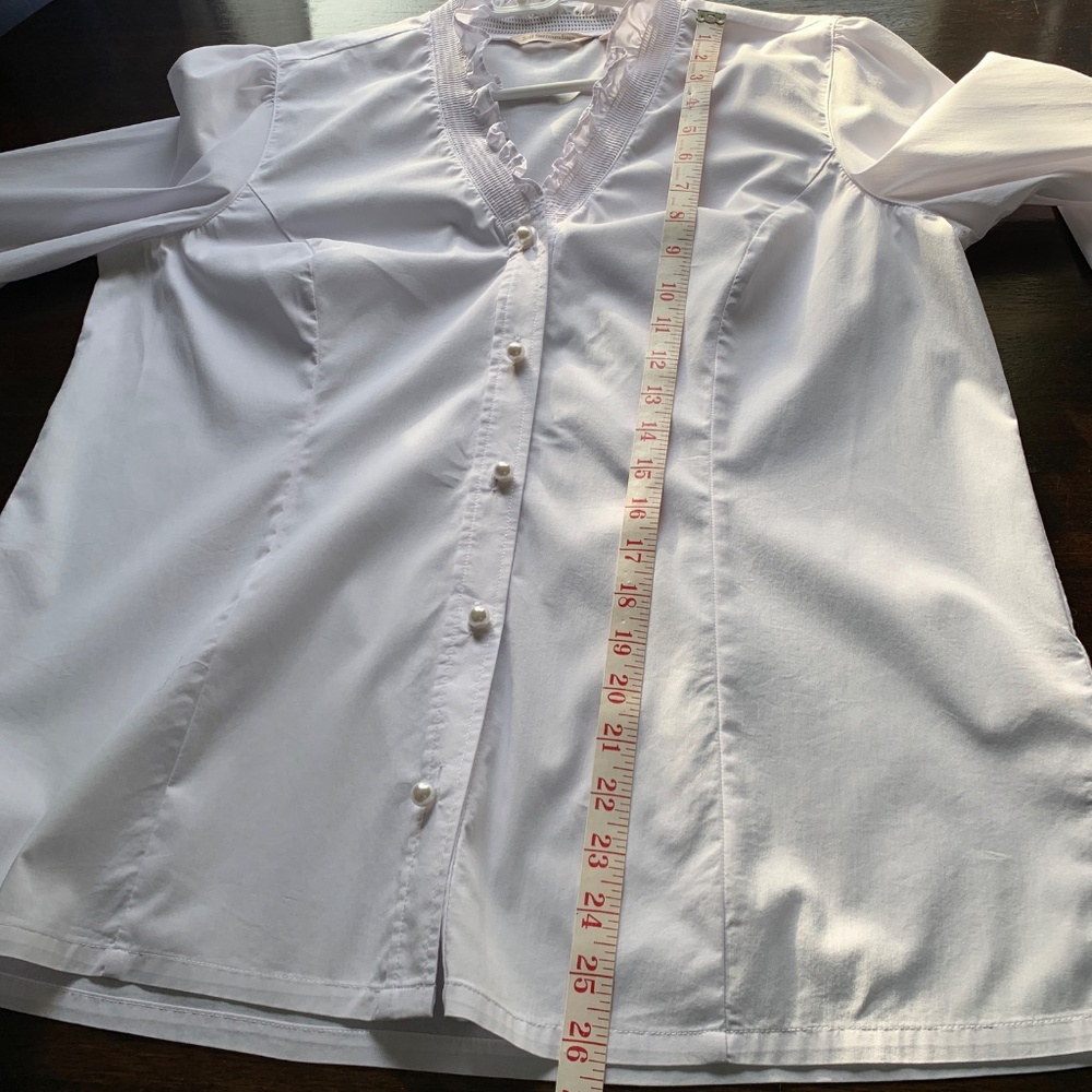 Soft Surroundings White Large Ruffle Button Up Bl… - image 5